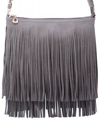 Western Fringe Cross Body Bag E031 CHARCOAL GRAY